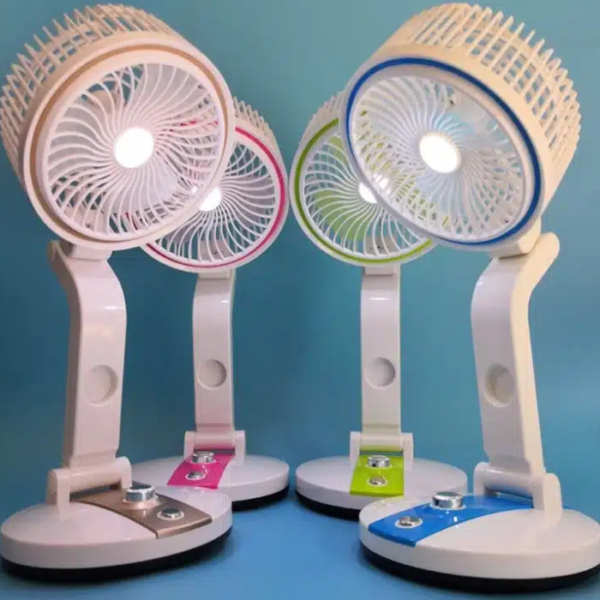 Rechargeable Folding Table Fan with Led Light