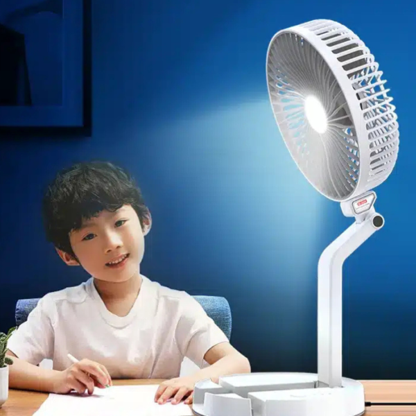 Rechargeable Folding Table Fan with Led Light