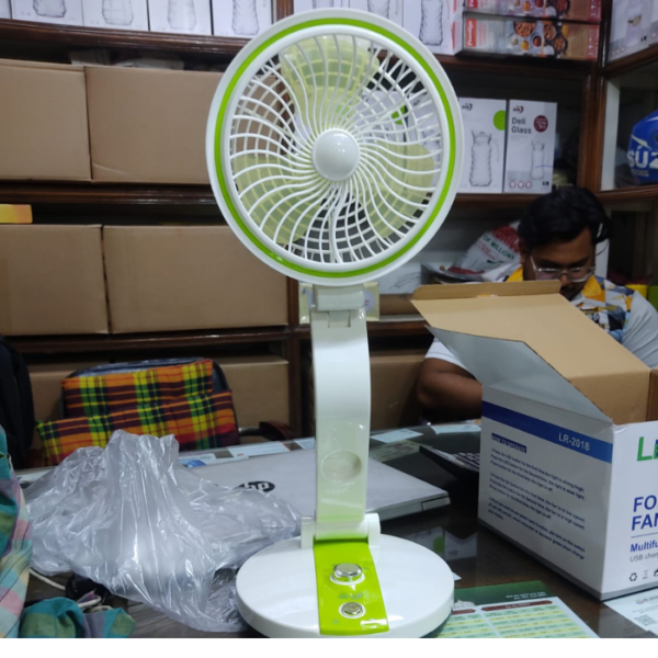 Rechargeable Folding Table Fan with Led Light