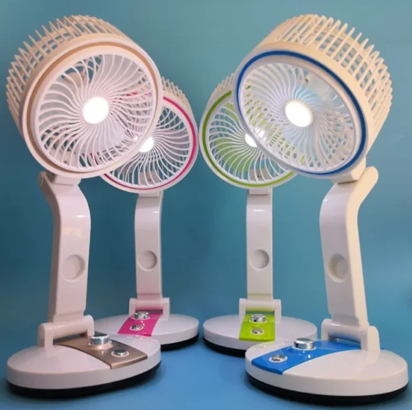 Rechargeable Folding Table Fan with LED Light
